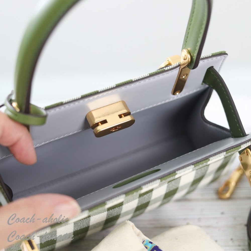 NWT Tory Burch Lee Radziwill Petite Bag Gingham Crossbody in Leccio - Picture 11 of 11